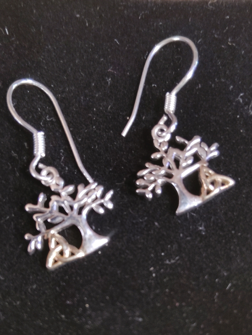 🛑PRICE IS FIRM🛑  STERLING & GOLD, TREE OF LIFE, MOTIF. HOOK EARRINGS.